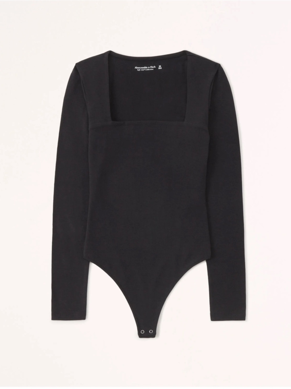 Abercrombie & Fitch Black Long-Sleeve Square-Neck Bodysuit